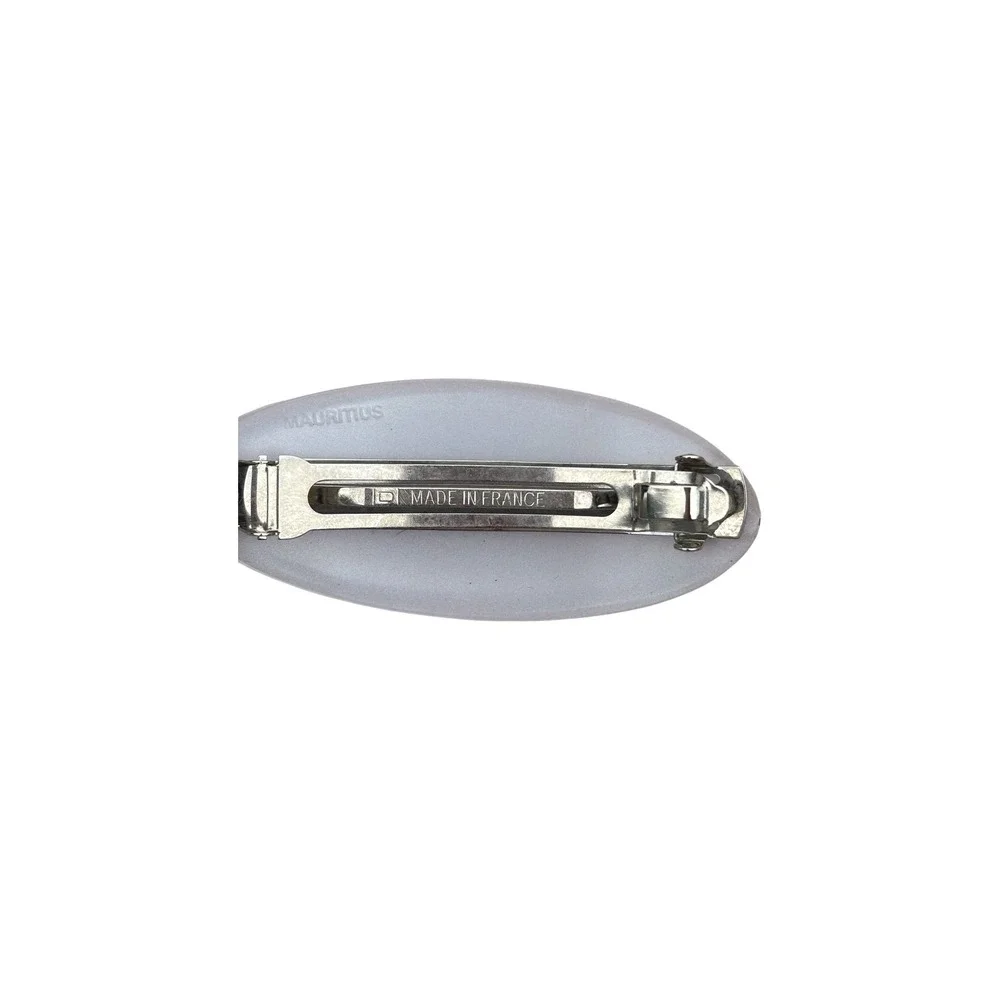 Vintage Mauritius Blush Pink Grey Linear Streaks Oval Hair‎ Clip Barrette